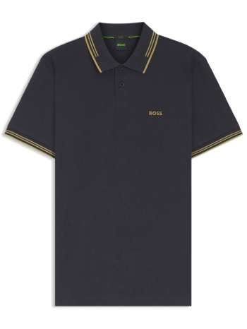 boss athleisure polo paul slim fit stretch μπλε