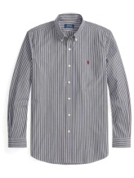 ralph lauren πουκαμισο ριγε button down custom fit stretch μπλε-λευκο
