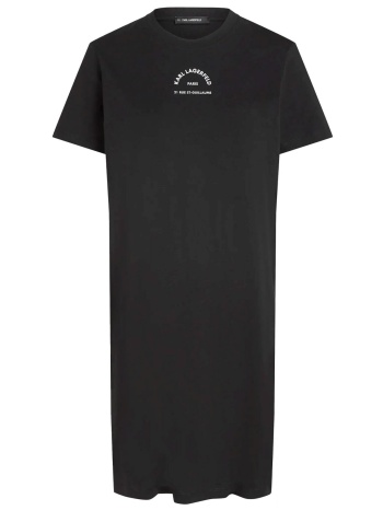 karl lagerfeld φορεμα midi rsg t-shirt logo μαυρο