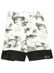 karl lagerfeld σορτς eμπριμε printed pj logo κατω εκρου-μαυρο
