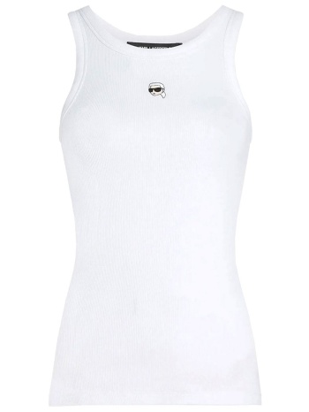 karl largerfeld tank top slim fit ikon ribbed λευκο