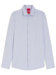 hugo performance πουκαμισο μικροσχεδιο slim fit kenno σιελ-λευκο