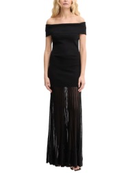 michael kors φορεμα maxi c-thru τελειωμα πλισε μαυρο