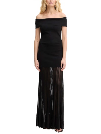 michael kors φορεμα maxi c-thru τελειωμα πλισε μαυρο