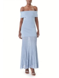 michael kors φορεμα maxi c-thru τελειωμα πλισε σιελ