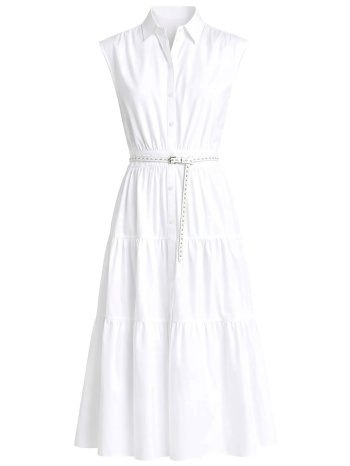 michael kors φορεμα midi polo κουμπια βολαν αποσπωμενη ζωνη