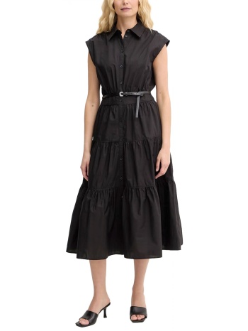 michael kors φορεμα midi polo κουμπια βολαν αποσπωμενη ζωνη