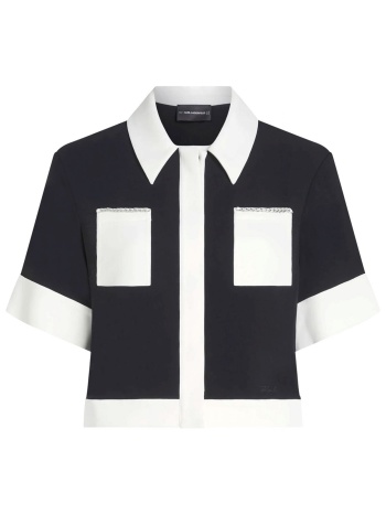 karl lagerfeld πουκαμισο polo cropped chaine detail jacket