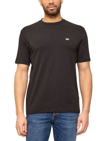 karl lagerfeld t-shirt crew neck metallic logo μαυρο