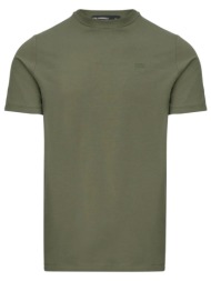 karl lagerfeld t-shirt crew neck logo χακι
