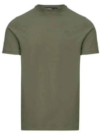 karl lagerfeld t-shirt crew neck logo χακι