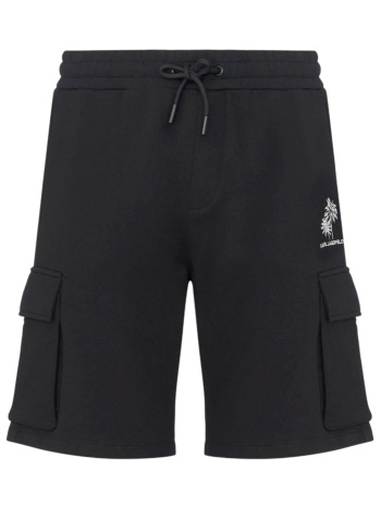 karl lagerfeld βερμουδα φουτερ cargo logo μαυρο