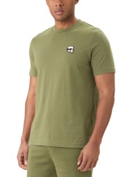 karl lagerfeld t-shirt crew neck logo χακι