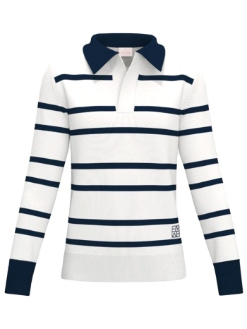 marella emme polo πλεκτο emmdelfino ριγε logo εκρου-μπλε