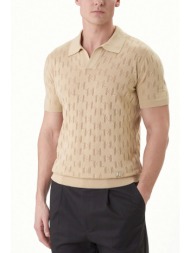 karl lagerfeld πλεκτο polo all over logo μπεζ