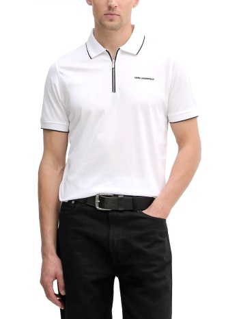 karl lagerfeld polo halfzip logo λευκο