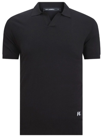 karl lagerlfeld polo πλεκτο logo μαυρο