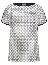 marella emme t-shirt emmsansa floral εκρου-μπλε