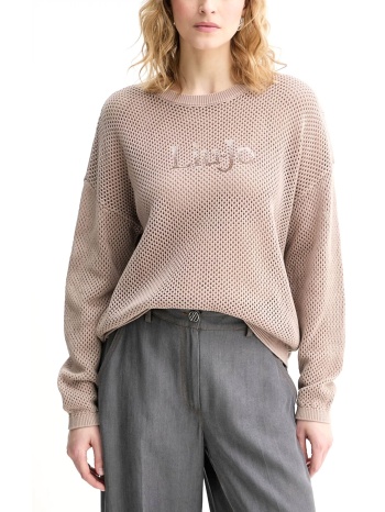 liu-jo better πλεκτο crewneck διατρητο μπροστα logo στρας