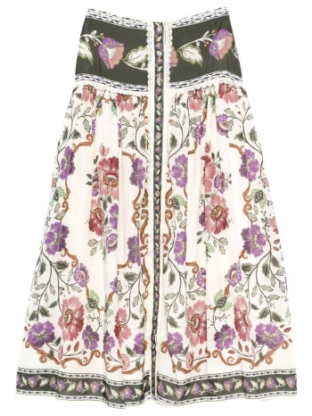 farm rio φουστα midi rococo flowers cream πολυχρωμο