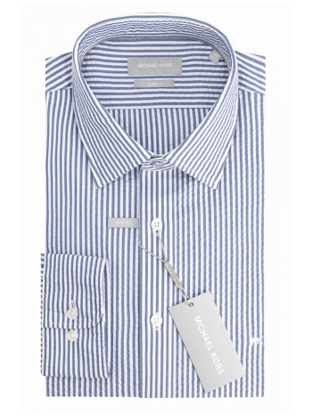 michael kors πουκαμισο ριγε slim fit γκοφρε σιελ-λευκο