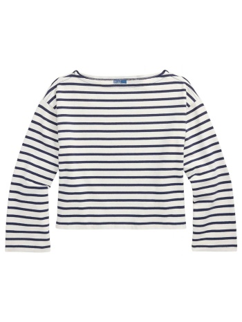 ralph lauren φουτερ cropped ριγε classics λευκο-μπλε