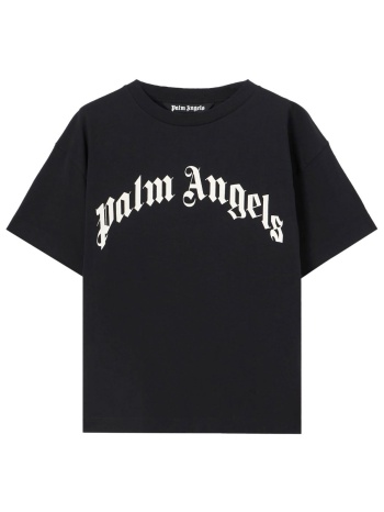 palm angels t-shirt curved logo regular tee μαυρο