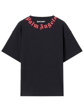 palm angels t-shirt m neck logo regular tee μαυρο