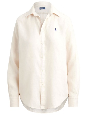 ralph lauren πουκαμισο λινο classic fit logo μπεζ