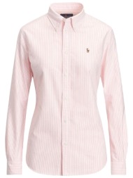 ralph lauren πουκαμισο ριγε classics w bsr logo ροζ-λευκο