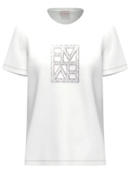 marella emme t-shirt emmtema παγιετα στρας λευκο