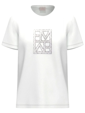 marella emme t-shirt emmtema παγιετα στρας λευκο