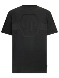 phillip plein t-shirt jacquard hexagon line μαυρο