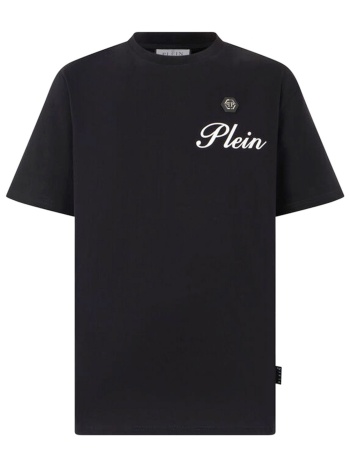 phillip plein t-shirt embossed signature μαυρο