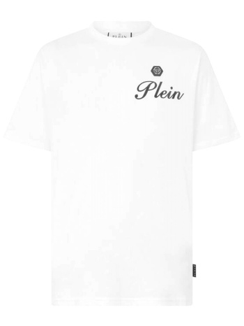 phillip plein t-shirt embossed signature λευκο
