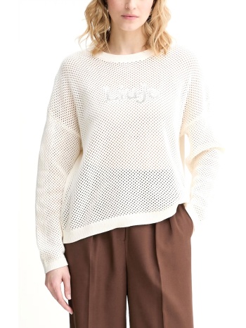 liu-jo better πλεκτο crewneck διατρητο μπροστα logo στρας