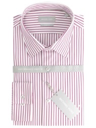 michael kors πουκαμισο ριγε slim fit performance stretch μπορντω-λευκο