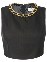 elisabetta franchi top cropped χρυση αλυσιδα μαυρο
