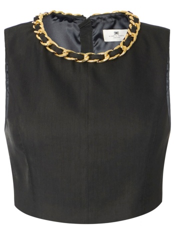elisabetta franchi top cropped χρυση αλυσιδα μαυρο