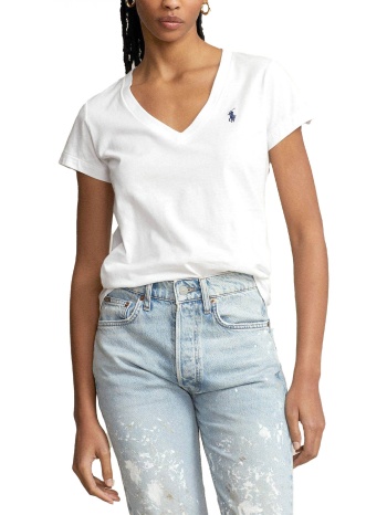 ralph lauren t-shirt v-neck w bsr logo λευκο