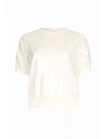 liu-jo t-shirt crewneck c-thru παγιετα λευκο