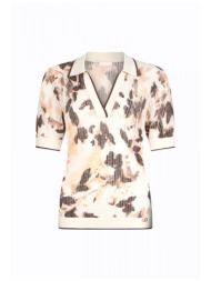 liu-jo polo πλεκτο διατρητο floral εκρου-καφε