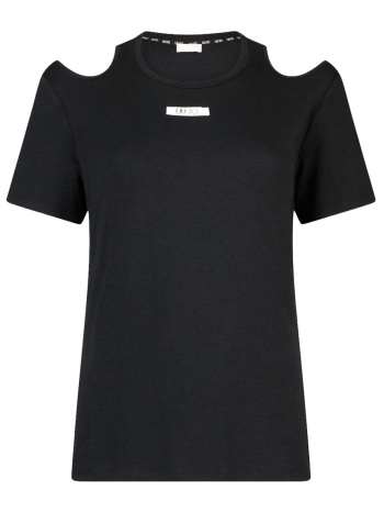 liu-jo better t-shirt ανοιγματα ωμο logo μαυρο