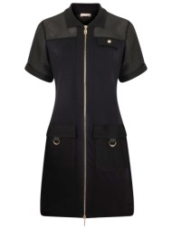 liu-jo φορεμα mini fullzip τσεπες μαυρο