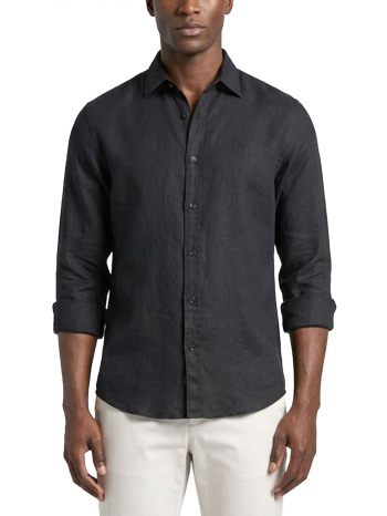 boss casual πουκαμισο λινο regular fit relegnt _6_m μαυρο