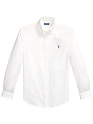 ralph lauren πουκαμισο button down custom fit feather weight twill λευκο