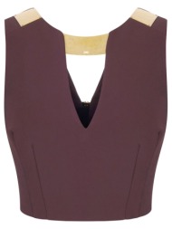 elisabetta franchi top cropped χρυσες λεπτομερειες καφε