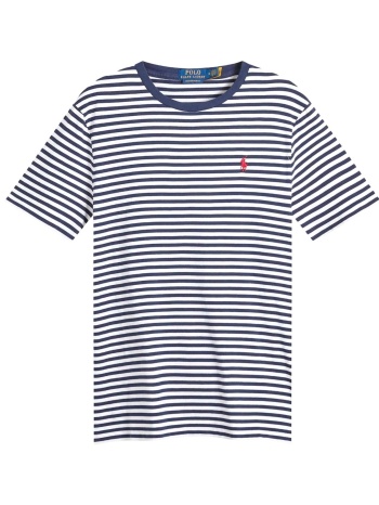 ralph lauren t-shirt custom slim fit ριγε λευκο-μπλε