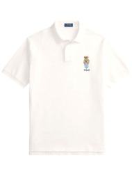 ralph lauren polo custom slim fit logo bear λευκο