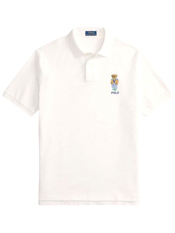 ralph lauren polo custom slim fit logo bear λευκο